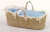 Picci Positano Carry Basket with Comforter and Pad in Blue and Cream