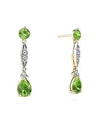 Genuine Peridot 14kt Yellow Gold Dangle Drop Earrings