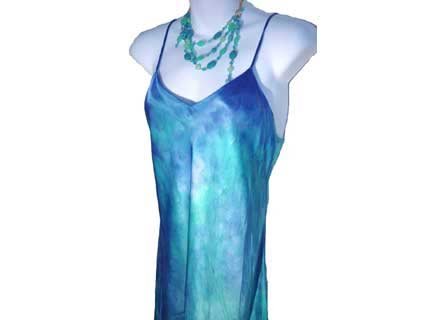 ArtisanStreet's Shades of the Sea Silk Satin Camisole - Hand Painted. One Of A Kind.