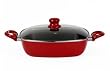Basic Essentials 4.5 Quart Aluminum Covered Square Casserole, Red