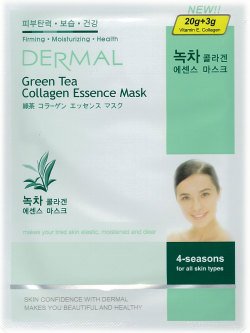 韓国コスメで大ヒット商品｢DERMAL｣緑茶コラーゲンエッセンスマスク■1,000円までのお買上げならメール便160円で発送！
