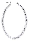 Italian Hoop Earrings, Oval Shape, Scalloped Tube