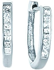 14K Yellow Gold 0.25cttw Princess Diamond Hoop Earring