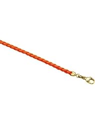 18" 3 mm Orange Braided Leather Cord in 14k White Gold
