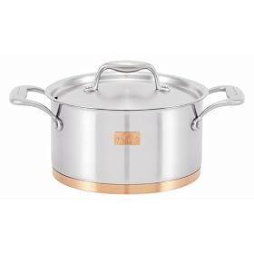 Marco Pierre White Stainless Steel with Copper Base 20 cm Casserole + Lid