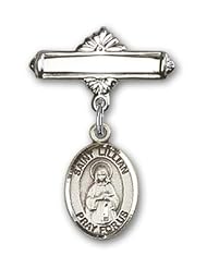 Sterling Silver Baby Badge with St. Lillian Charm and Polished Badge Pin