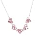 Sterling Silver Five Pink CZ Heart Cable Chain Adjustable Necklace 16in - 18in