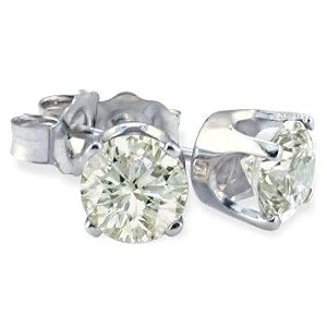 Classical 14 ct White Gold Solitaire Diamond Stud Earrings Brilliant Cut 0.50 Carat JK-I2 - 4mm*4mm FREE BOX