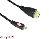 micro HDMI 1.4 zu HDMI Kabel 2m - HighSpeed - HDMI (Stecker) zu microHDMI mikro HDMI (Stecker) - zum Verbinden von microHDMI Geräten wie Kamera, Camcorder und Handy an einen HDTV PC Notebook oder Beamer mit HDMI Eingang - Schwarz 1.4 HDMI High Speed