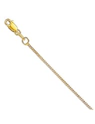 10K Solid Yellow Gold Gourmette Pendant Chain Necklace 24" 1mm