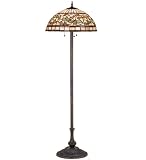 Meyda Tiffany Turning Leaf Brown Band Border Tiffany Floor Lamp - MEY-17534