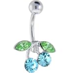 Aquamarine Cubic Zirconia Cherry Belly Ring