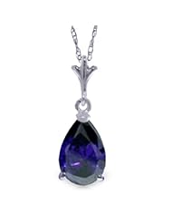 14K Gold Pear-shaped Natural Sapphire Pendant Necklace