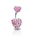 Pink Cz Double Pave Heart Navel Belly Ring
