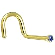 Solid 18KT Yellow Gold (September) 1.5mm Genuine Blue Sapphire Right Nostril Screw- 18 Gauge