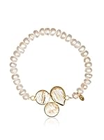 Silver Luxe Pulsera Trio Of Pearl And Amber