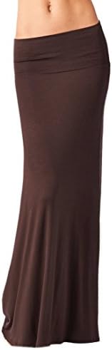Womens Rayon Lightweight Floor Length Maxi Skirt (Large, Brown)