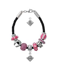 2-D "Bad Hair Day" with Girl on a Hot Pink Love & Luck Beaded Bracelet [Jewelry]