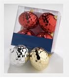 96 Shiny Red, Silver and Gold Shatterproof Disco Christmas Ornaments 3.25