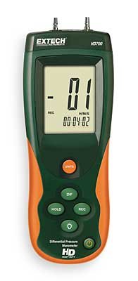 Handheld Manometer,0 to 55.40 In WC Extech HD700
