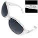 Flower Decor Arm White Plastic Rim Oval Lens Sunglasses for Lady
