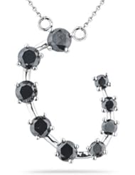 1.49 Cts Black Diamond Geo-Journey Pendant in 14K White Gold