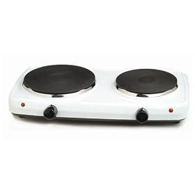 Maxi-Matic EDB-302 Elite Cuisine 1000-Watts Double Burner Hot Plate, White 
