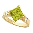 14K Yellow Gold Peridot and Diamond Ring