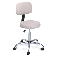 Beige Vinyl Doctor's Stool with Adjustable Height Back