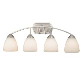 Helsinki - 4 Light Bathroom Vanity Lighting Fixture - Brushed Nickel - White Glass - B2403 by Vaxcel Lighting