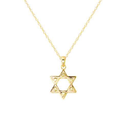 10k Yellow Gold Diamond Accent Star of David Pendant (.020 cttw, I-J Color, I1-I2 Clarity), 18
