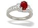 14K White Gold Genuine Oval Ruby and Diamond Ring