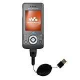 Einziehbares USB Kabel für Sony Ericsson w580i mit Hot Sync und aufladen Einsatzmöglichkeiten von Gomadic mit TipExchange Technology