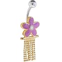 PAMELA ANDERSON Gold Pink FUNKY FLOWER Dangle Belly Ring
