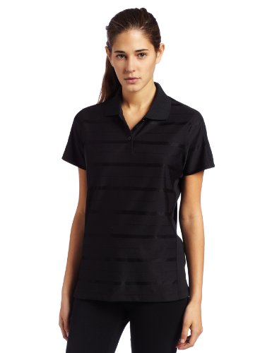 Antigua Women's Tone Desert Dry Short Sleeve Polo, Black, Small