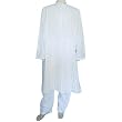 Adult Exotic Dresses White Cotton Embroidered Kurta Pajama 52 inches