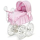 Victorian Style Doll Pram - Pink and White