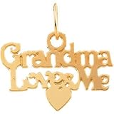 14K Yellow Gold Children's Grandma Loves Me Pendant With 15 Chain This Item Is Approximately  0.8 grams