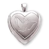 Sterling Silver Heart Locket with Dove and 18-inch Chain