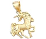 Solid 14k Yellow Gold Unicorn Horse Charm Pendant New