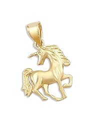 Solid 14k Yellow Gold Unicorn Horse Charm Pendant New