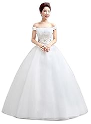 Floor Length Off the Shoulder Full-Skirt Sequined Organza/Satin Bandage Dress/Wedding Dress 