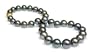 12 x 15mm black green Tahitian south sea cultured pearl necklace 16"