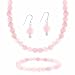 Jewelry : Sterling Silver 6mm Genuine Rose Quartz Stone Bead Beaded Dangle Hook Earrings Stretch Bracelet Necklace 15-19"" Jewelry Set