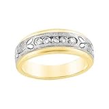 14K Two-Tone Gold Diamond Wedding Band Duo - Lady's Ring