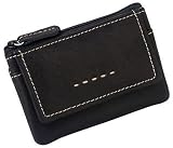 Fossil Womens Leather Coin Purse - Pop Stitch Key Coin Purse (Color: Black)