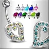 Fancy Jeweled Heart Non-Moving Belly Ring Body Jewelry