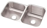 Elkay DXUH310210 Dayton 31-1/4-Inch by 20-1/2-Inch Stainless Steel Double Bowl Undermount Kitchen Sink, Satin Finish