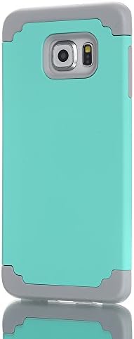 Junyaa Shockproof Anti-scratch Anti-dust Slim Ultra-thin Dual Layer Hybrid Silicone + PC Protective Case Cover Shell for Samsung Galaxy S6 edge plus with Free Screen Protector (Mint Green + Grey)