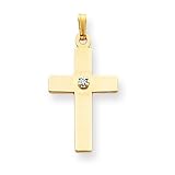 14k Polished .02ct. Diamond Cross Pendant